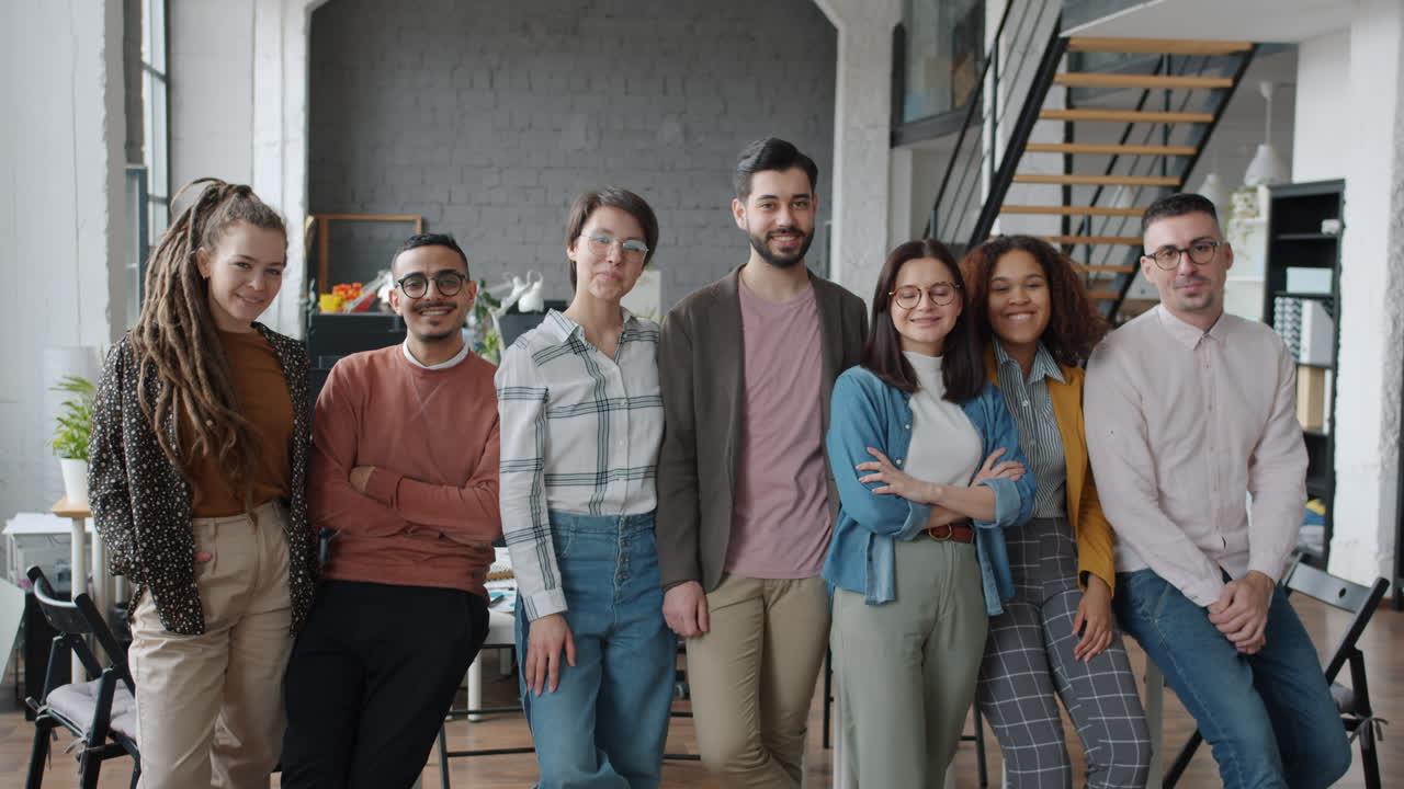Happy Diverse Team in Modern Office