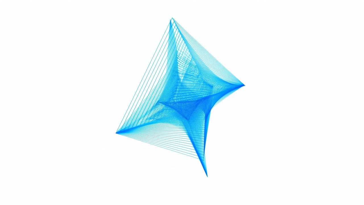 Geometrický tvar transformující se z malé jednoduché formy do, na neutrálním bílém pozadí s černými dělícími čarami, s geometrickými tvary, ze statické čelní perspektivy