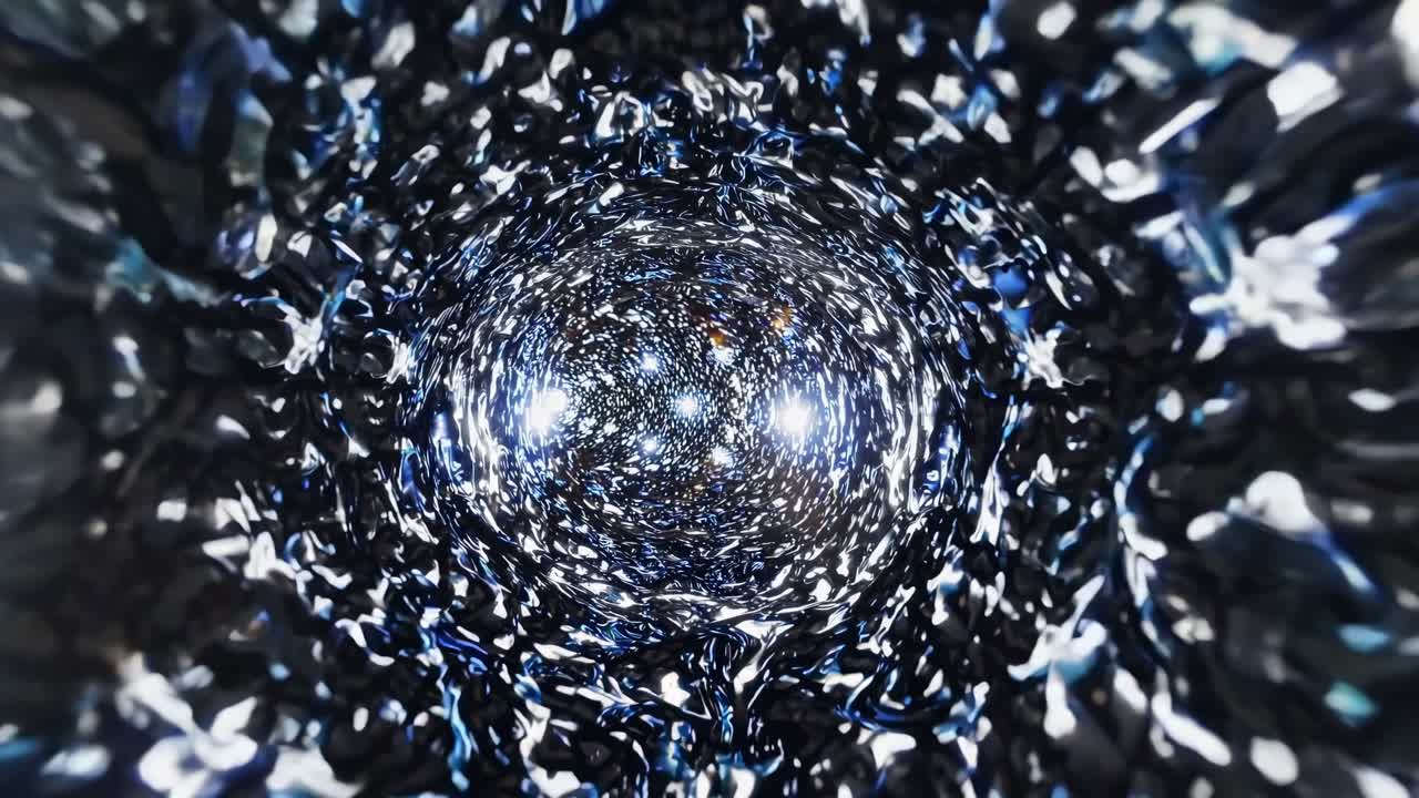 Abstract Metallic Tunnel with Light Reflections