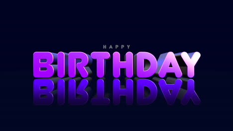 reflective purple and blue birthday greeting on dark background