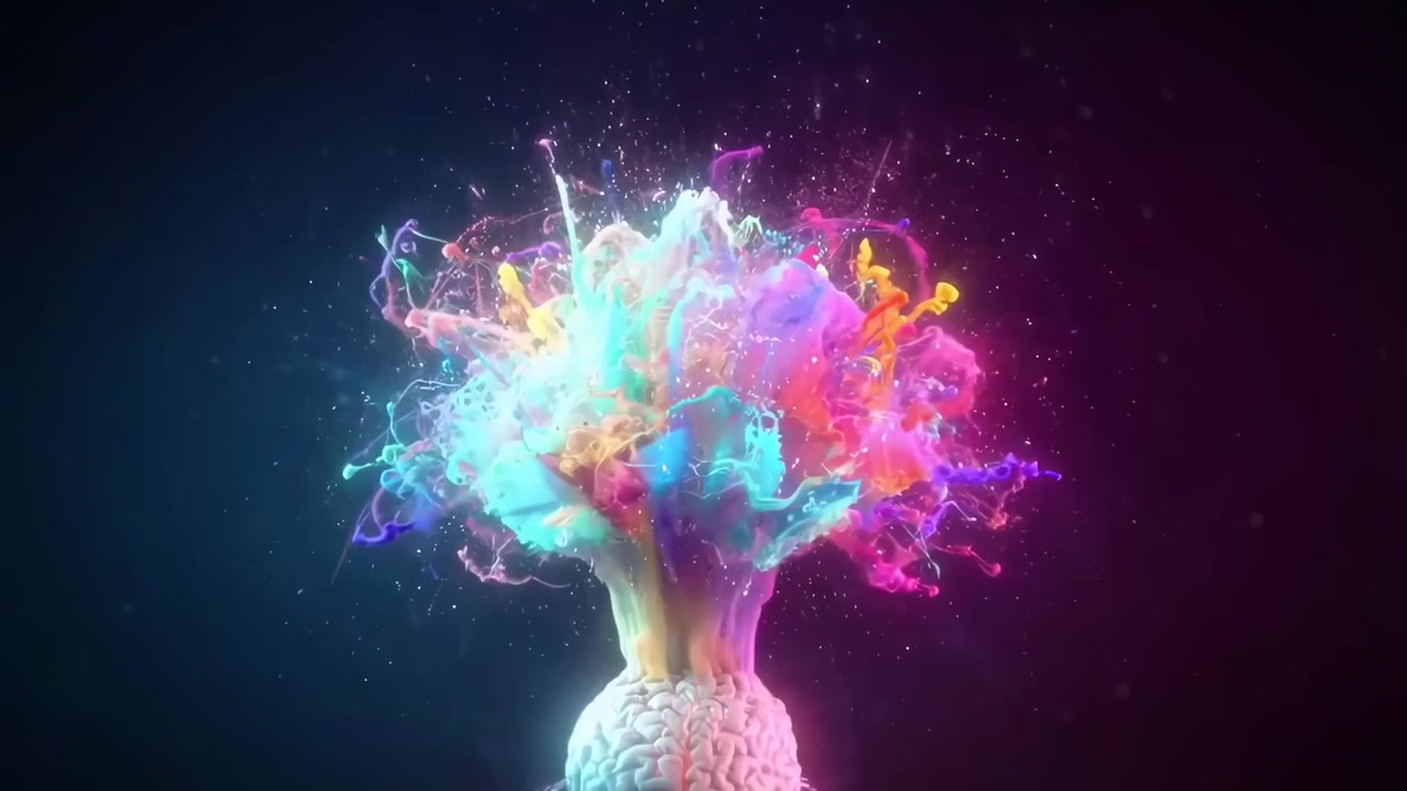 Abstract Visualization of Human Brain Activity with Colorful Ink Explosion