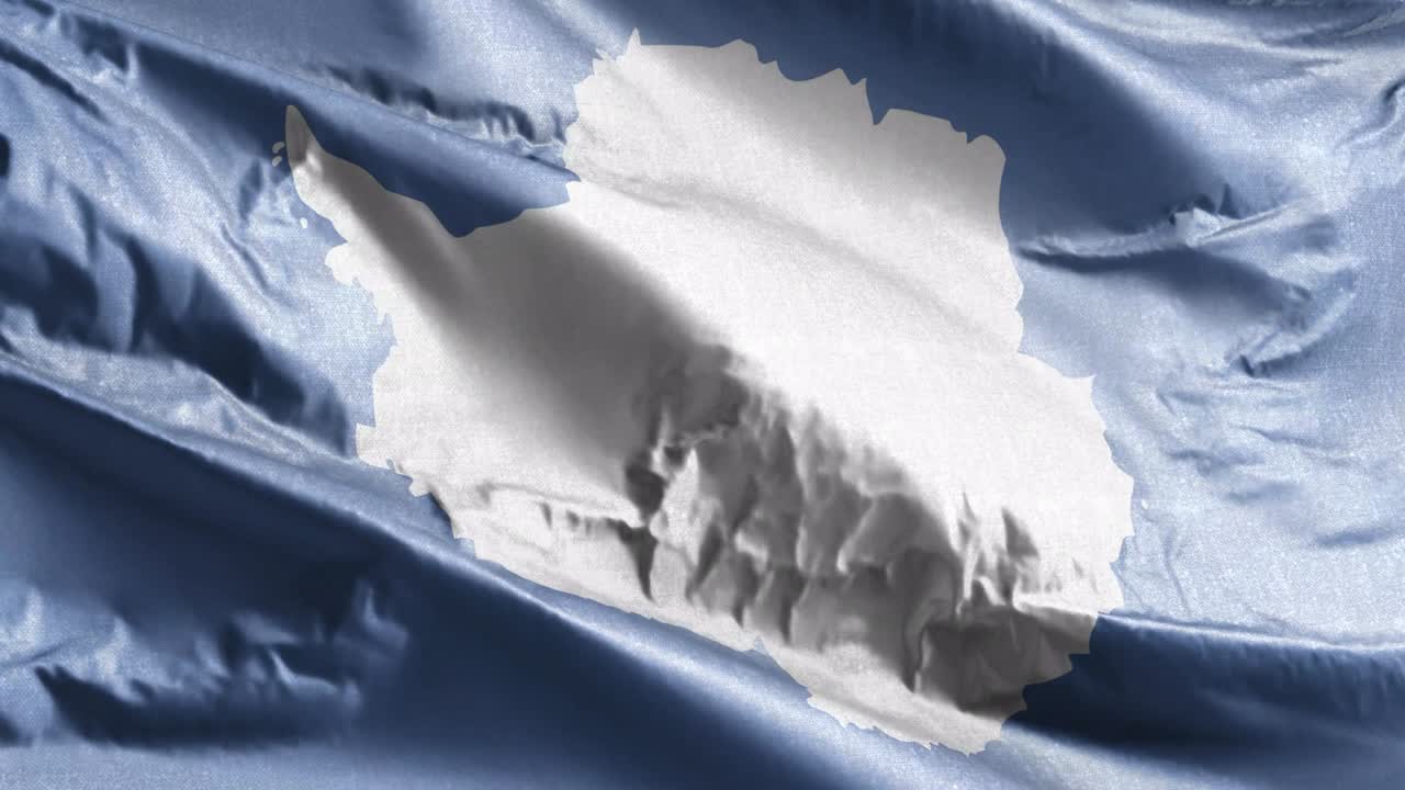 안타르티카 섬유 발이 바람에 흔들리고, 안타르틱스 배너가 바람에 떠다니고, 섬유 섬유 조직이 완전히 채워진 배경, 10 초 루프.