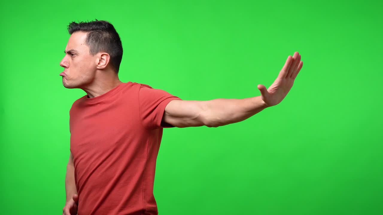 Angry man who turns his back because he does not want to talk.