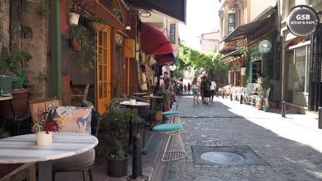 charming istanbul alley with outdoor cafes