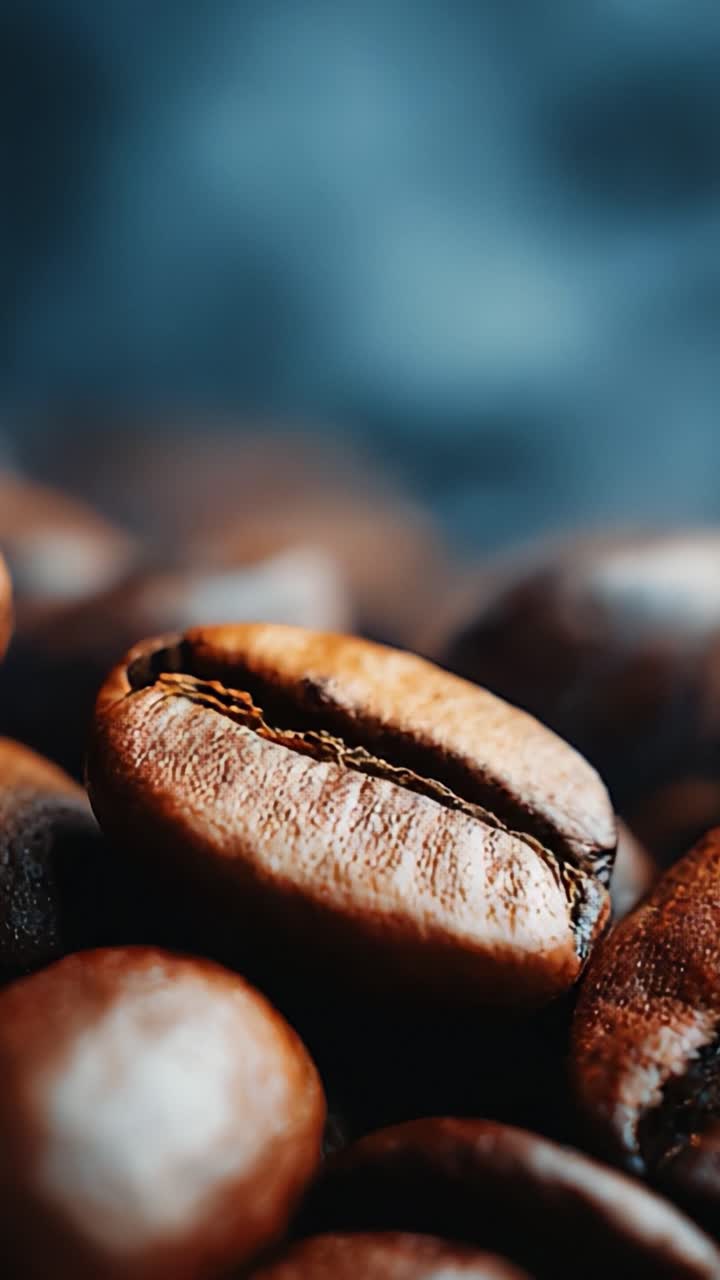 Fængslende nærbillede af rige kaffebønner, der viser deres dybe farve, tekstur og aroma i en indbydende atmosfære perfekt for kaffeelskere og -entusiaster