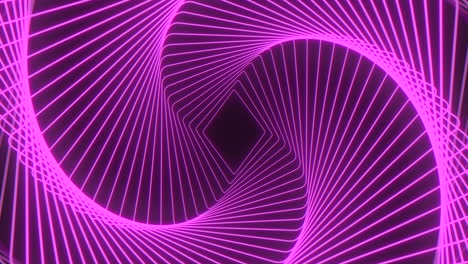 patrón de diamante en espiral púrpura neón en el espacio negro oscuro
