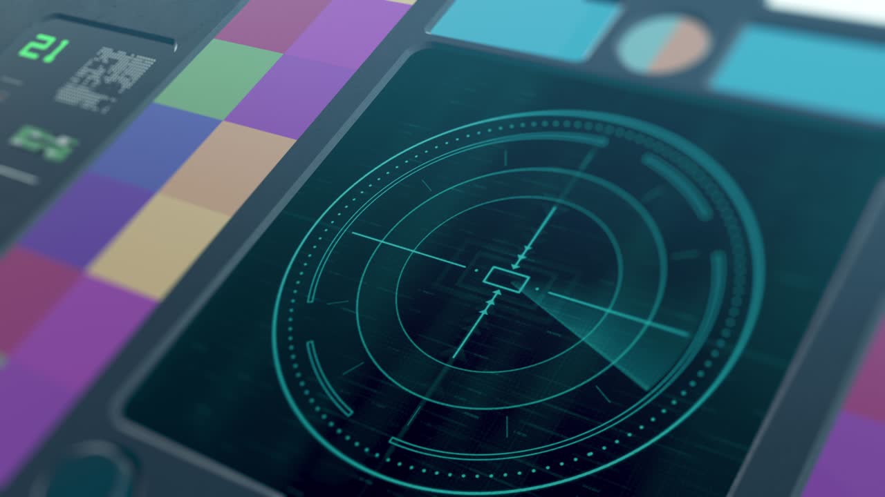 오래된 모니터와 레이더 스캐너