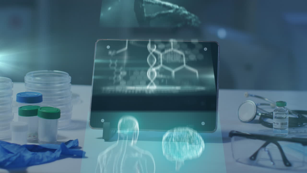 Animation of computing data processing over laptop in laboratory