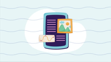 teléfono móvil con imágenes y visualización de datos