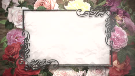 marco vintage de primer plano con movimiento de flores con fondo de boda 18