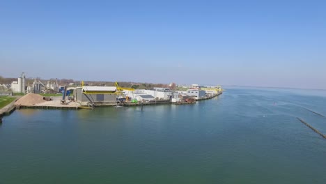 Aerial:-The-famous-fishing-town-port-Yerseke-in-the-Netherlands