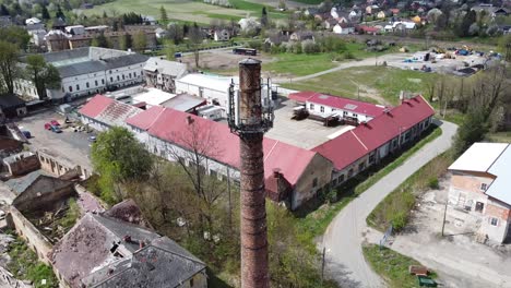 aerial view of an old chimney in the czech republic