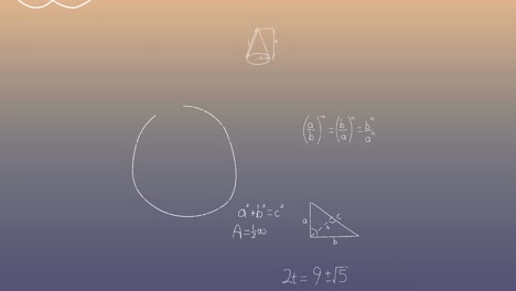 animación de ecuaciones matemáticas sobre un fondo gris a amarillo