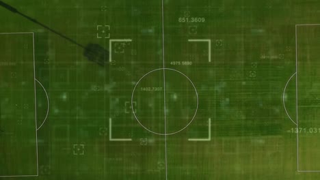 animation of data processing and frames over sports stadium
