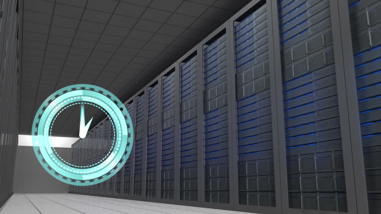 Animation of clock over server room
