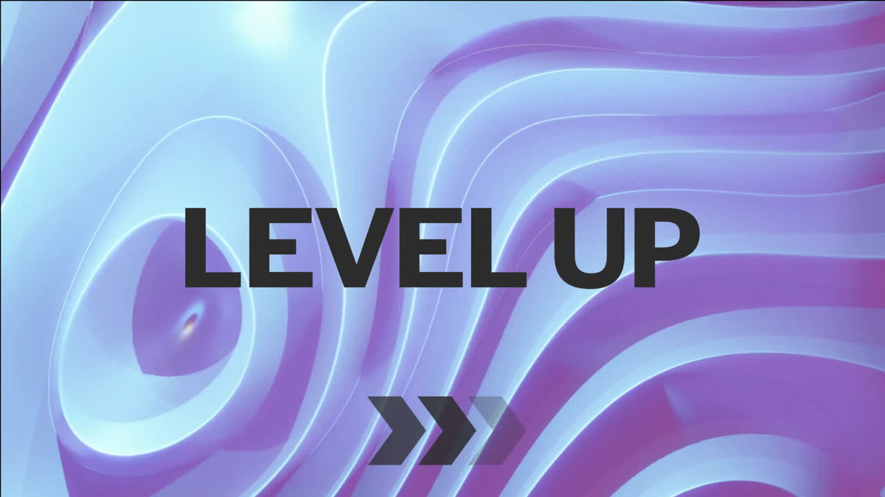 패턴 배경 위의 레벨 업 텍스트의 애니메이션