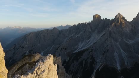 pan right reveals incredible cadini of misurina mountains in italian dolomites