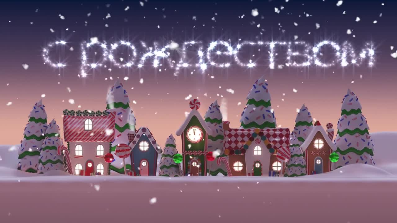 Animation of christmas season's greetings over winter scenery