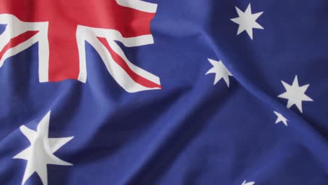 Close-up-of-crumpled-australian-flag-with-white-stars-and-stripes