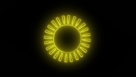 graphic yellow neon sun symbol spinning in a circle