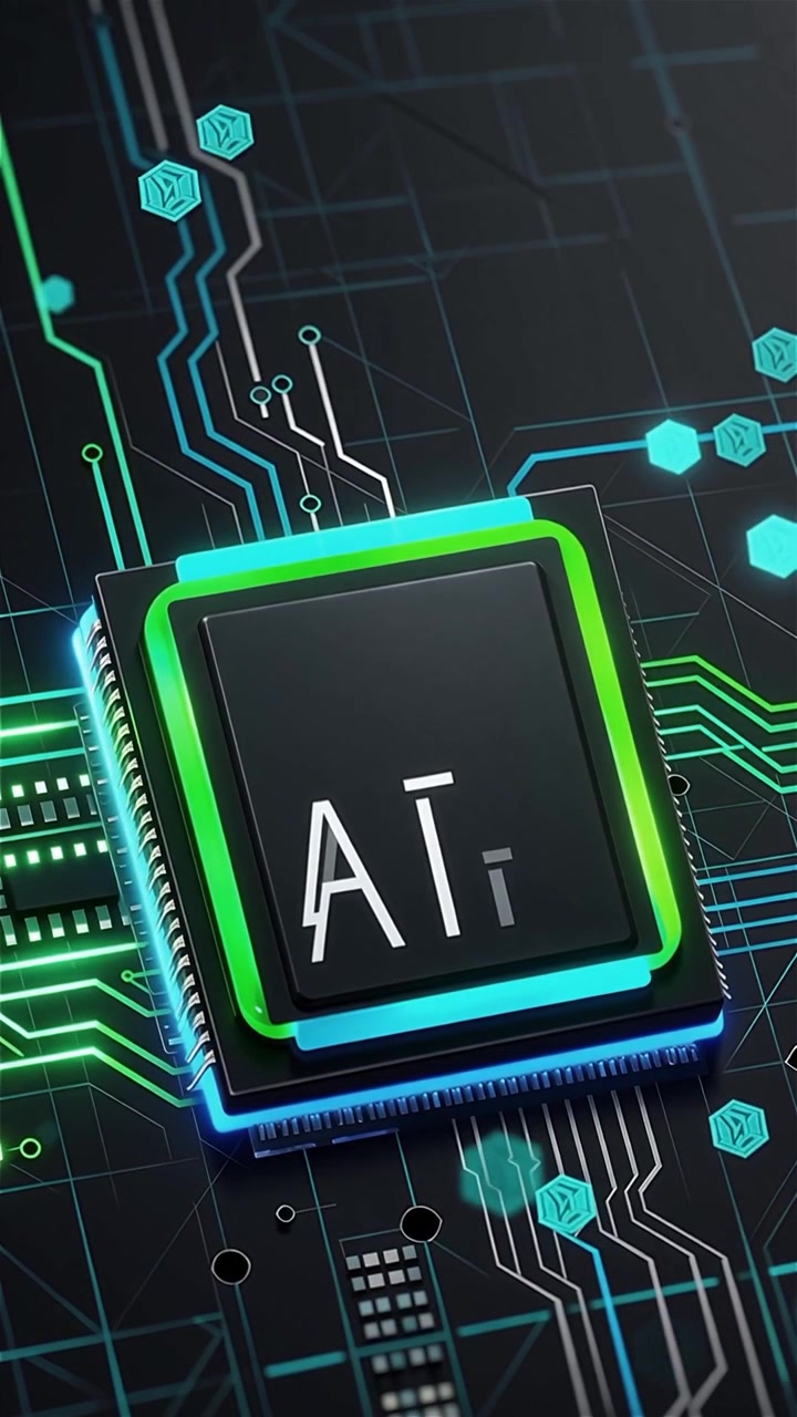 Futuristic AI Chip Motherboard Technology Background