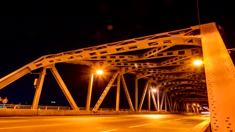 traffic city on krung thep bridge at night.