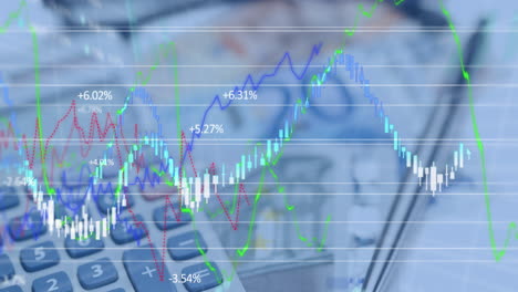 animation der finanzdatenverarbeitung über rechner und euro-währungsscheine