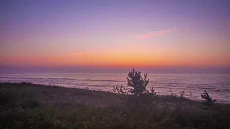 Static-shot-of-thick,-heavy-fog-along-the-seaside-in-timelapse-during-morning-time