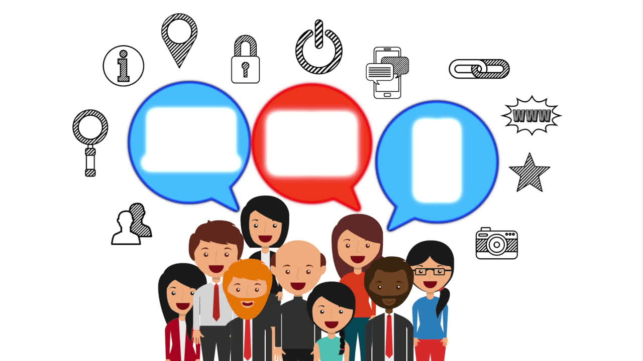 전자상거래 기술 애니메이션을 가진 사업가