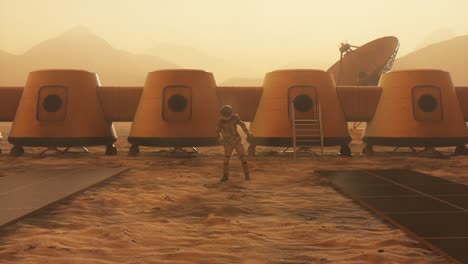 mars colony and astronaut