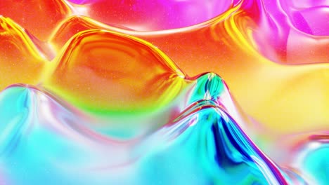 looped abstract background. beautiful iridescent wavy surface like surface of christmas toy, gradient color and flow waves on it. rainbow glossy and matt fluid. soft smooth animation.