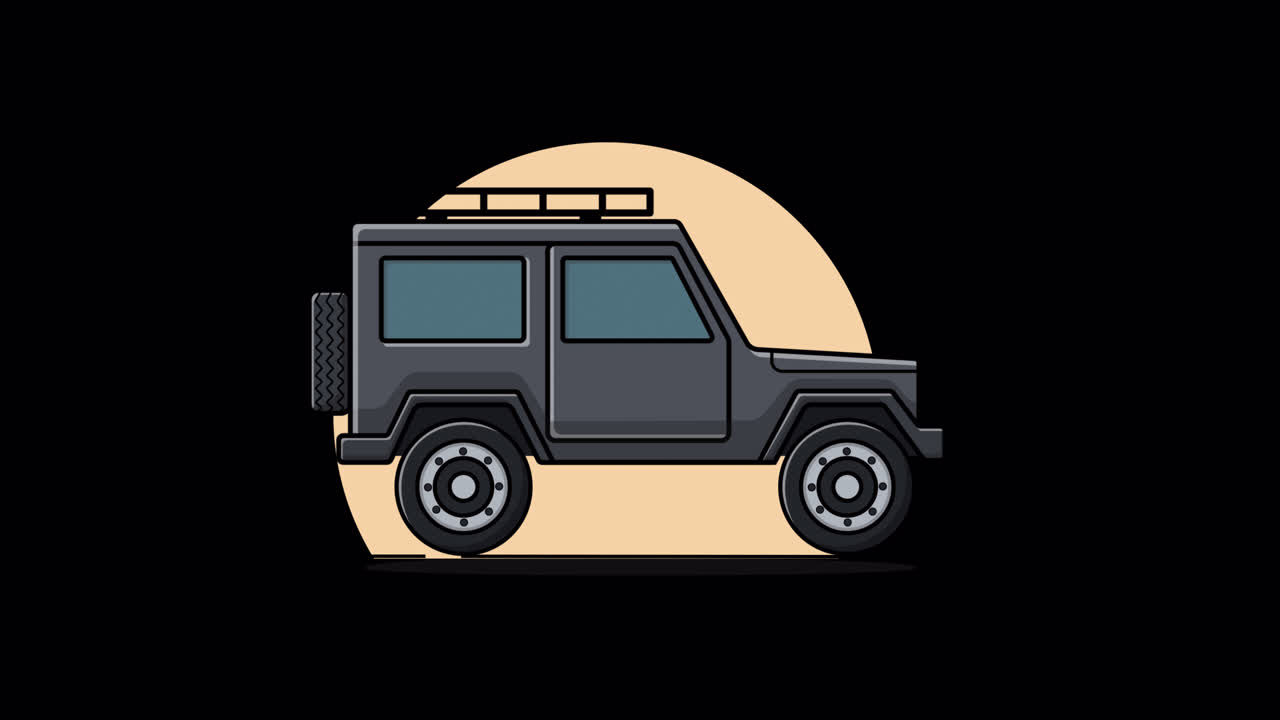 Illustrazione Animata di un SUV Fuoristrada Grigio