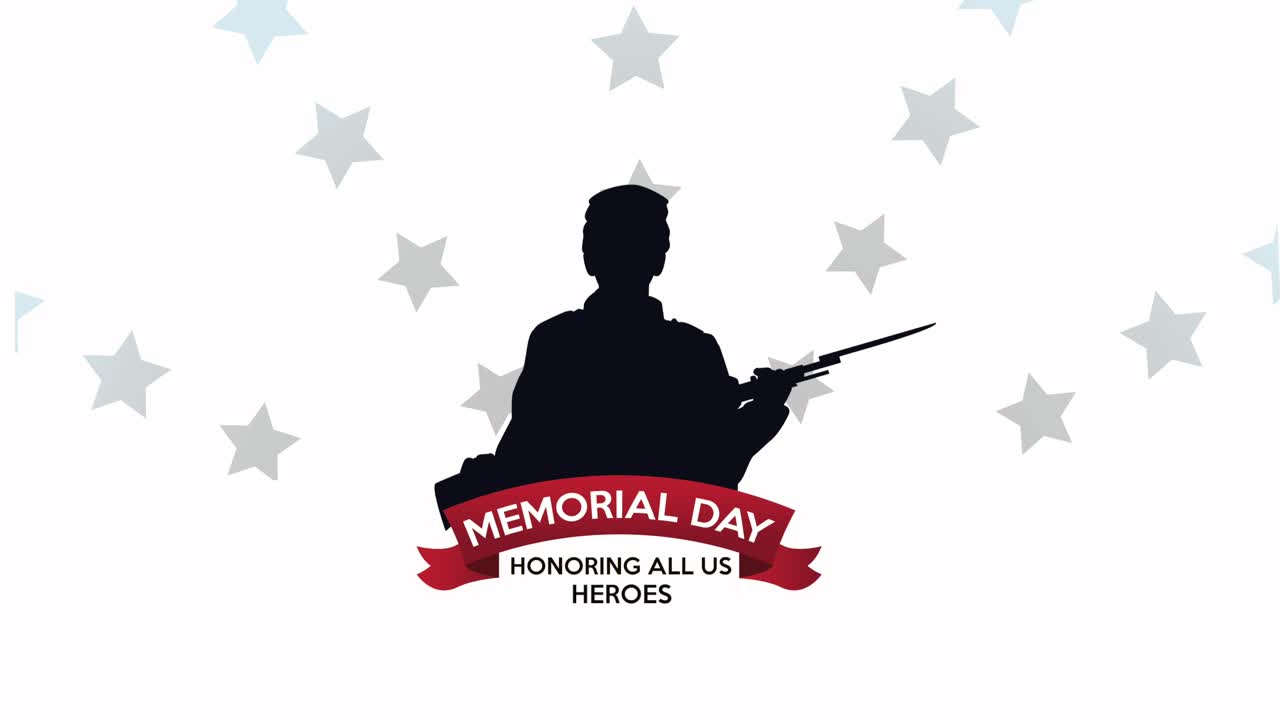 해피 메모리얼 데이 레터링: 군인 실루