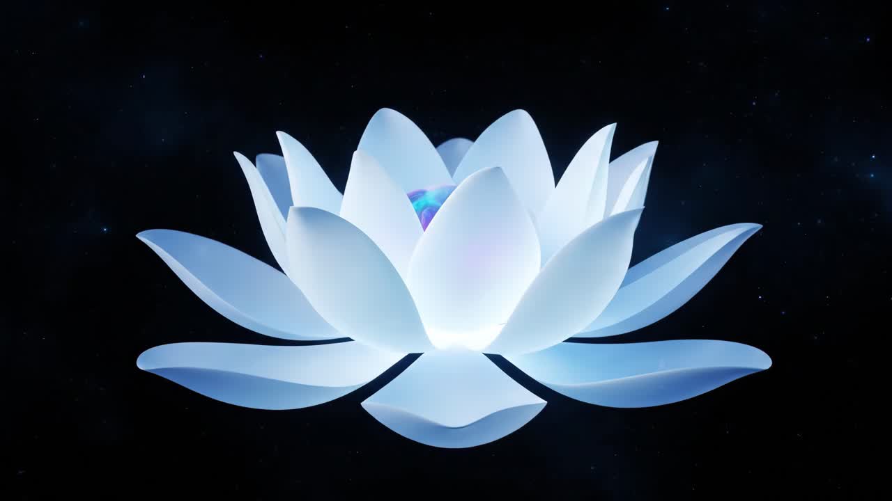 Glowing Lotus Flower in Space