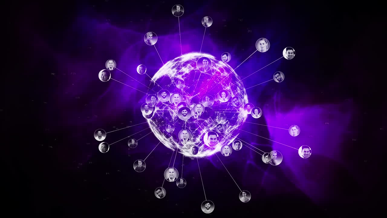 어두운 배경에 데이터를 가진 디지털 회전하는 지구