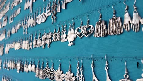 silver earrings display