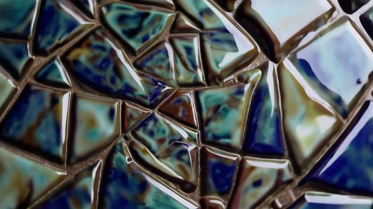 Close-up view of a colorful mosaic tile pattern