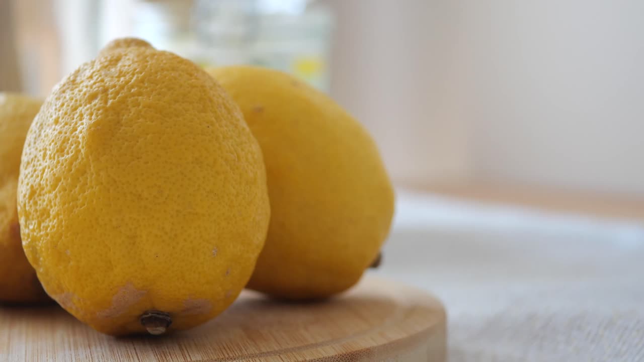 Lemons on a wooden board