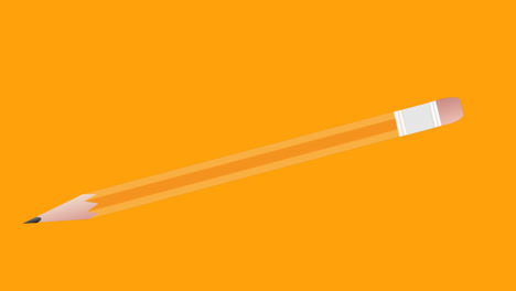 Animation-of-pencil-school-icon-over-orange-background