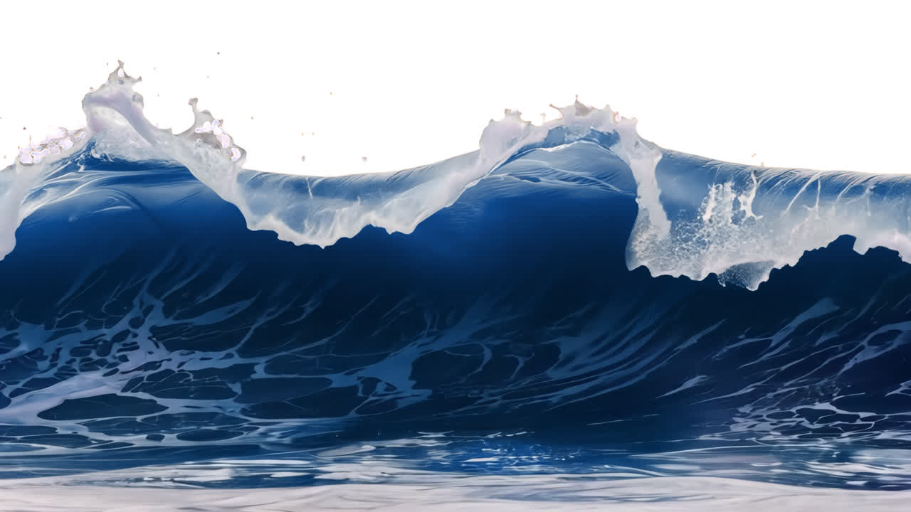 Majestic ocean wave crest animation isolated asset, transparent 4K video, alpha channel, ProRes 4444