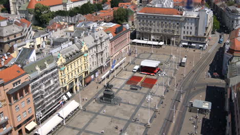 aerial view time lapse zagreb city center, croatia