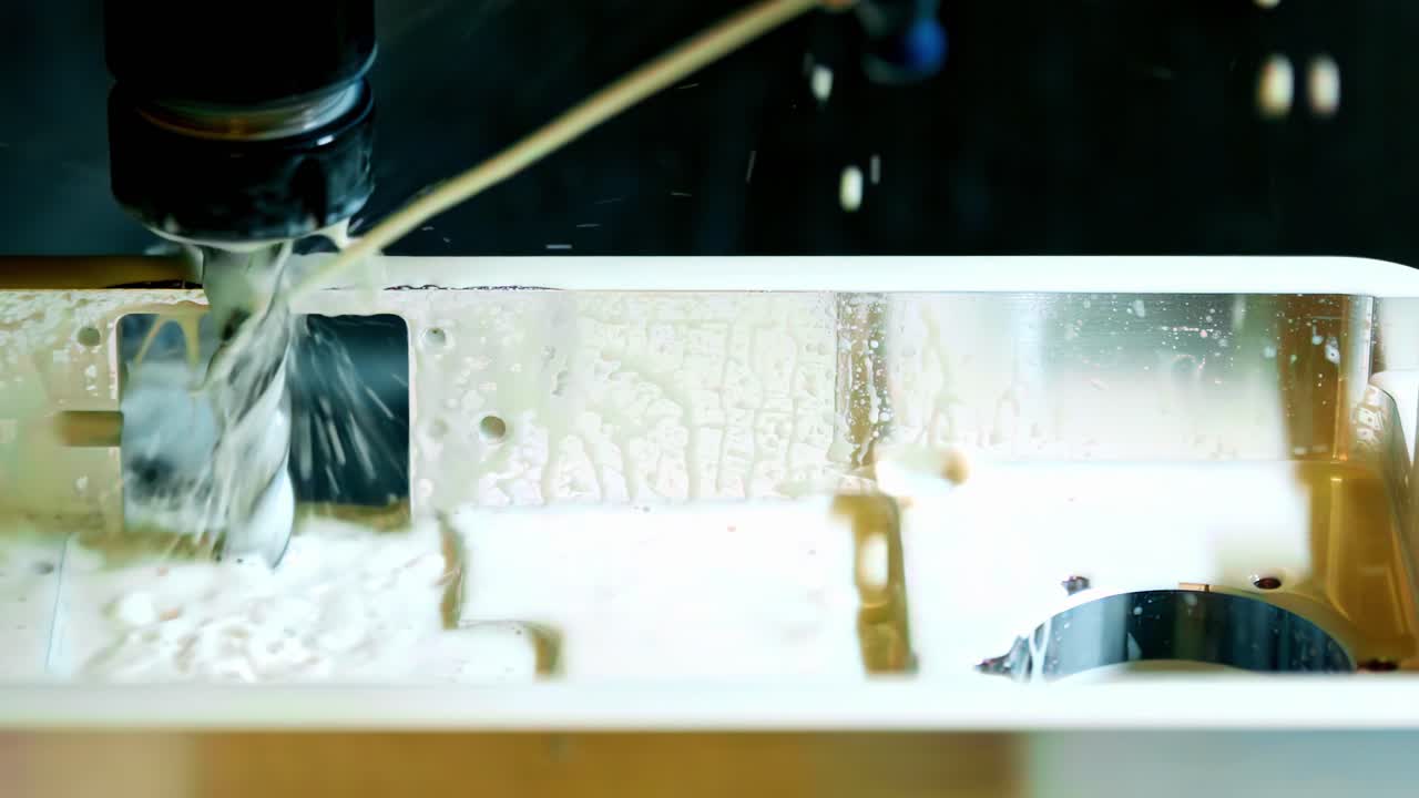 Rallentatore di una fresatrice CNC ad alta precisione, punta raffreddata da un fluido speciale
