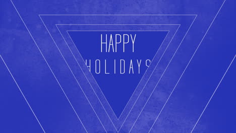 joyful blue triangle with stacked triangles and happy holidays text