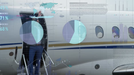 Animación-Del-Procesamiento-De-Datos-Financieros-Sobre-Un-Hombre-De-Negocios-Caucásico-En-Un-Avión