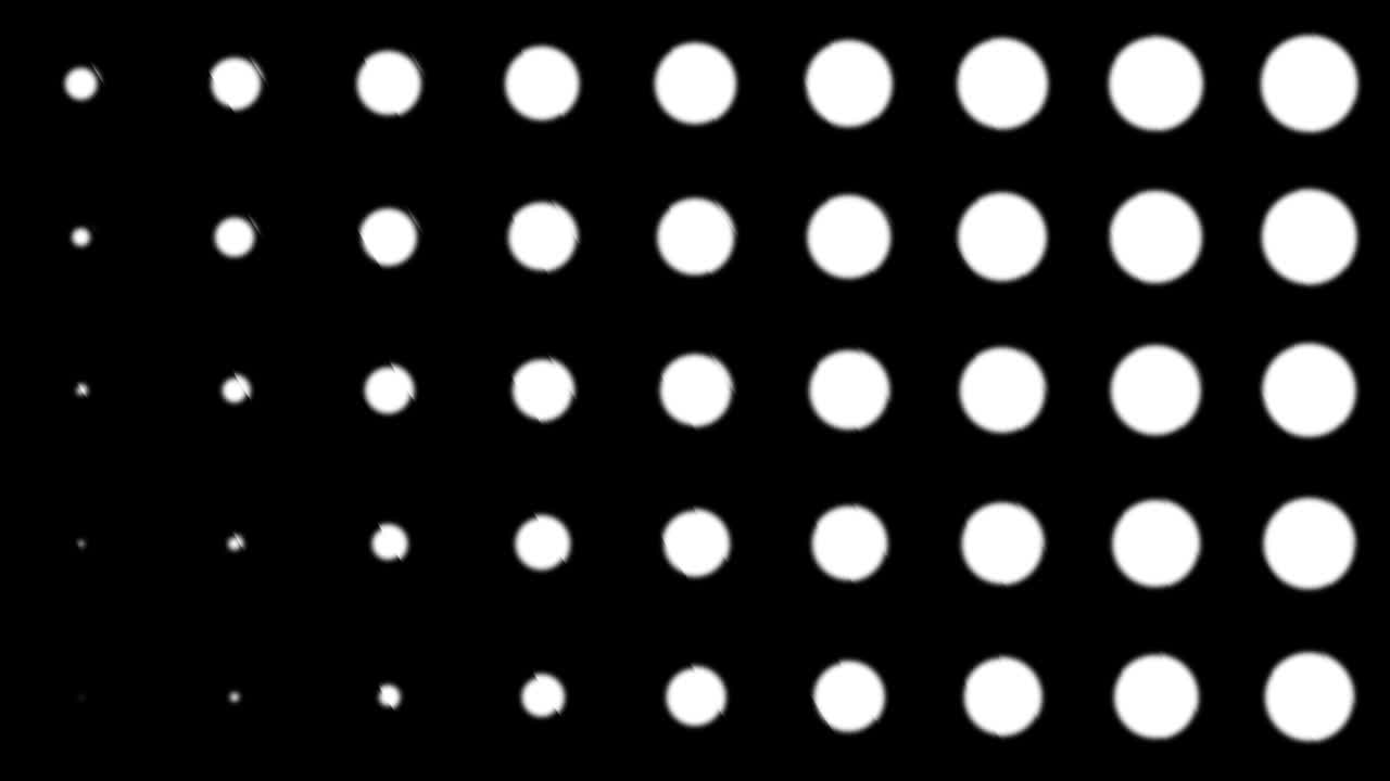 composición dinámica en blanco y negro con escala de puntos borrosos. animación de patrones retro y vintage