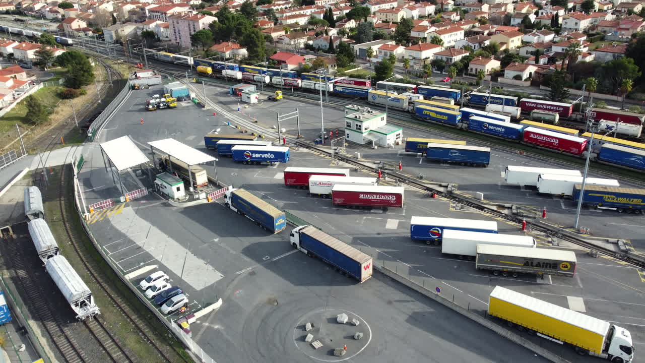 Aerial View of a Freight Terminal and Train Station
