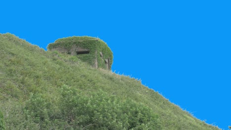 a bunker with blue screen