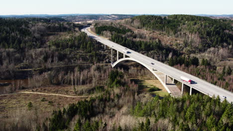 munkedalsbron or munkedal bridge, bohuslan, sweden, aerial, establishing shot