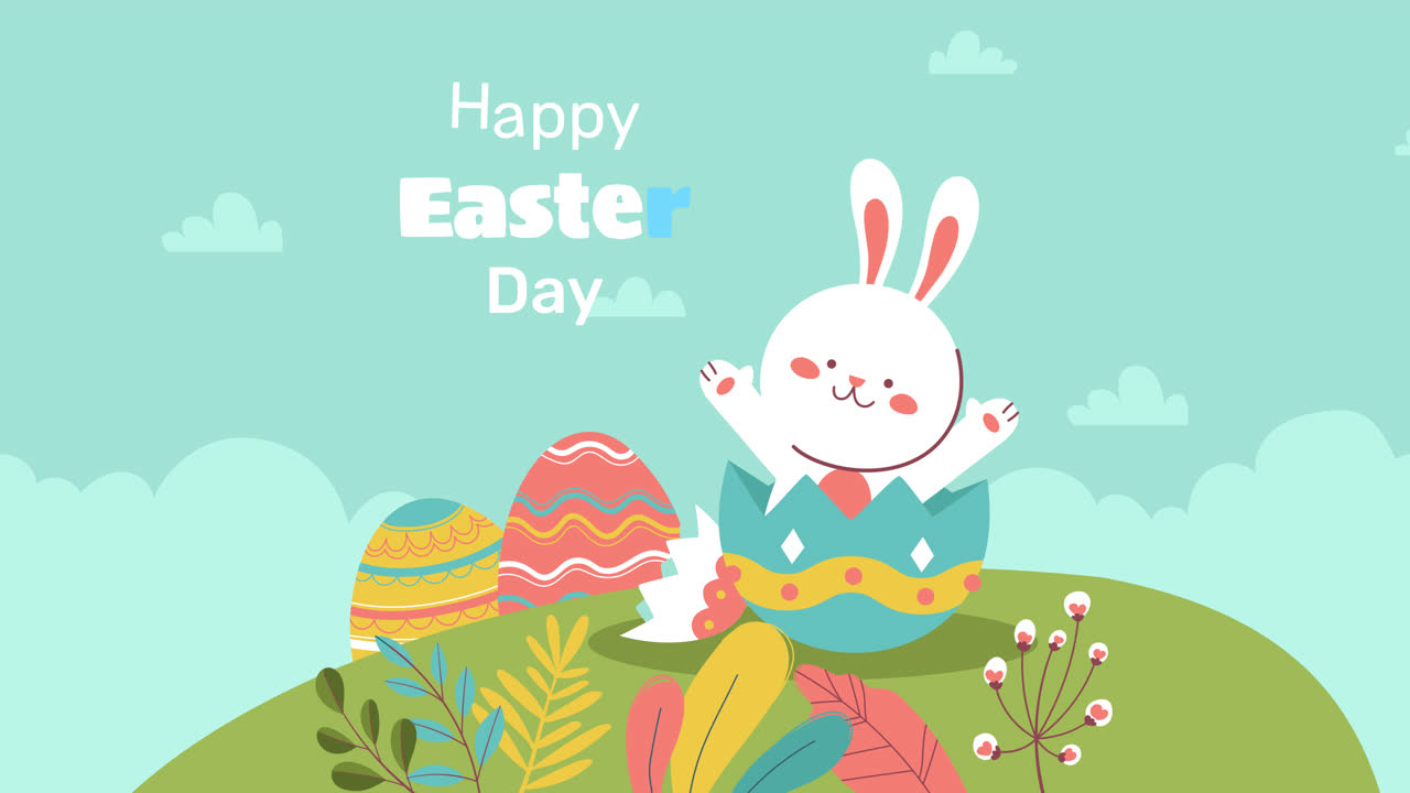부활절 달에 행복한 부활절 토끼