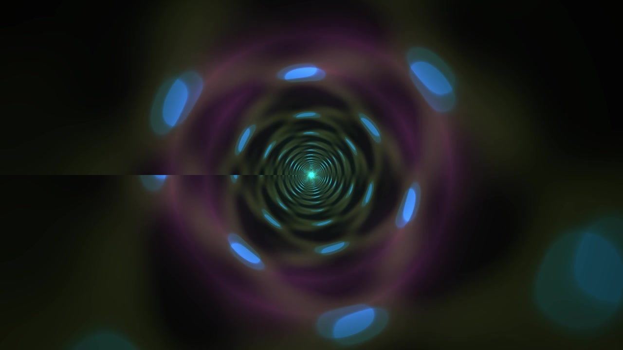 Tunnel Psichedelico Astratto con Luci Blu e Rosa Luminose